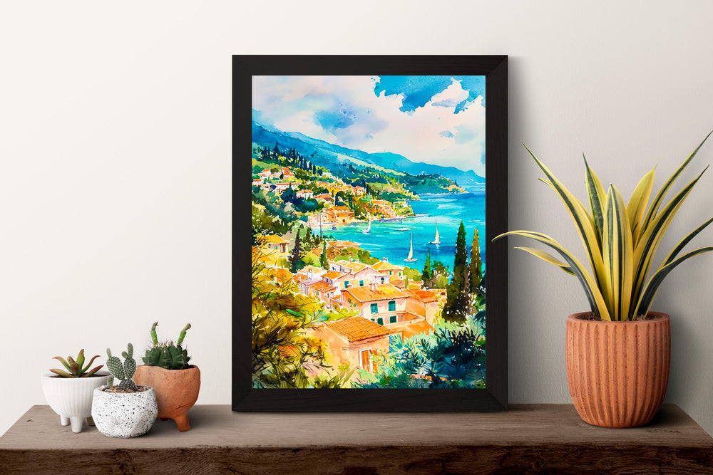 Corfu Watercolor Poster Wall Art Corfu Wall Hanging Home Décor Corfu Gift Art Lovers Greece Wall Art