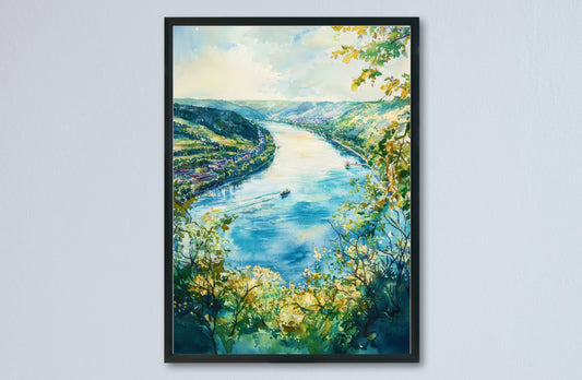 Danube River Watercolor Poster Wall Art Danube River Wall Hanging Home Décor Danube River Gift Art Lovers Austria Wall Art