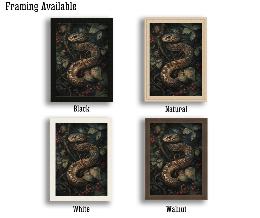 Snake in Bramble Print | Vintage Cottagecore Forest Art