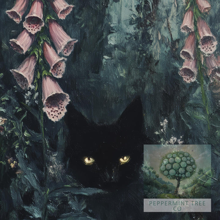 Foxglove Print | Vintage Forest Art, Watching Eyes
