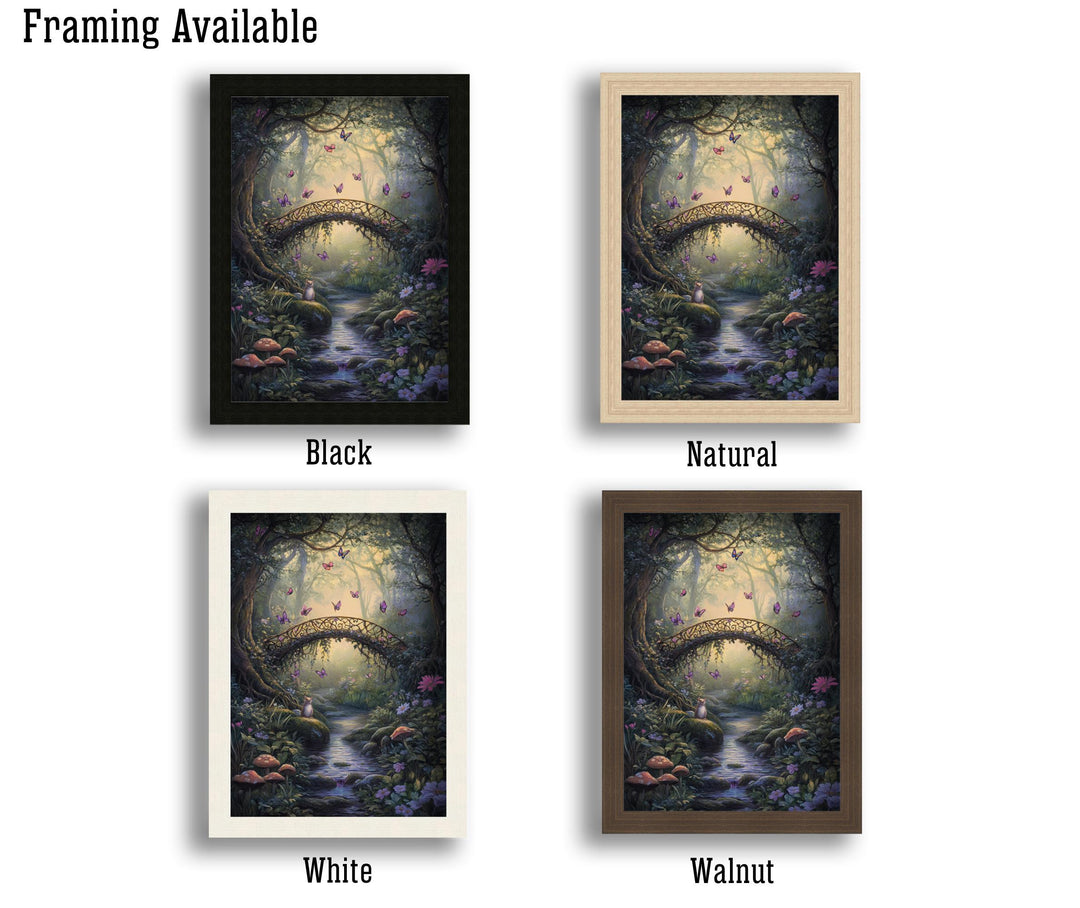 Butterfly Bridge Print: Vintage Cottagecore Forest Art
