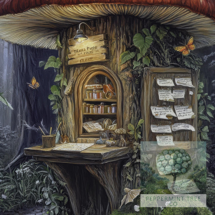 Mushroom Mail Post Print, Vintage Cottagecore Forest Art