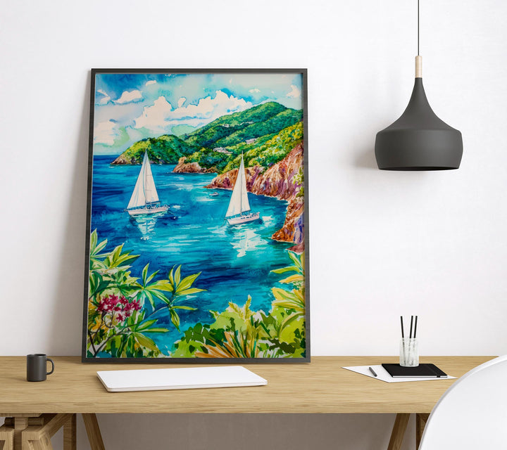 British Virgin Islands Watercolor Poster Wall Art British Virgin Islands Wall Hanging Home Décor British Virgin Islands Gift Art Lovers