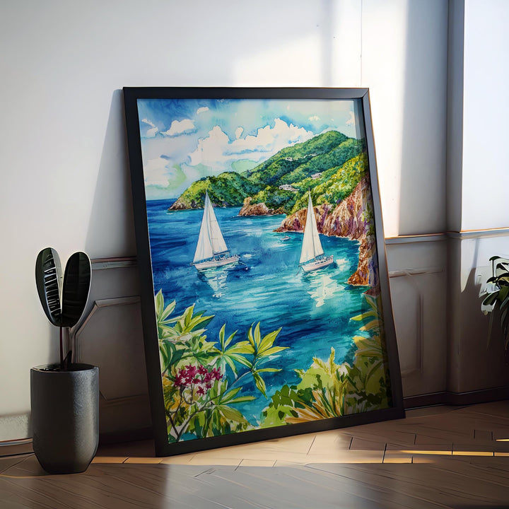 British Virgin Islands Watercolor Poster Wall Art British Virgin Islands Wall Hanging Home Décor British Virgin Islands Gift Art Lovers