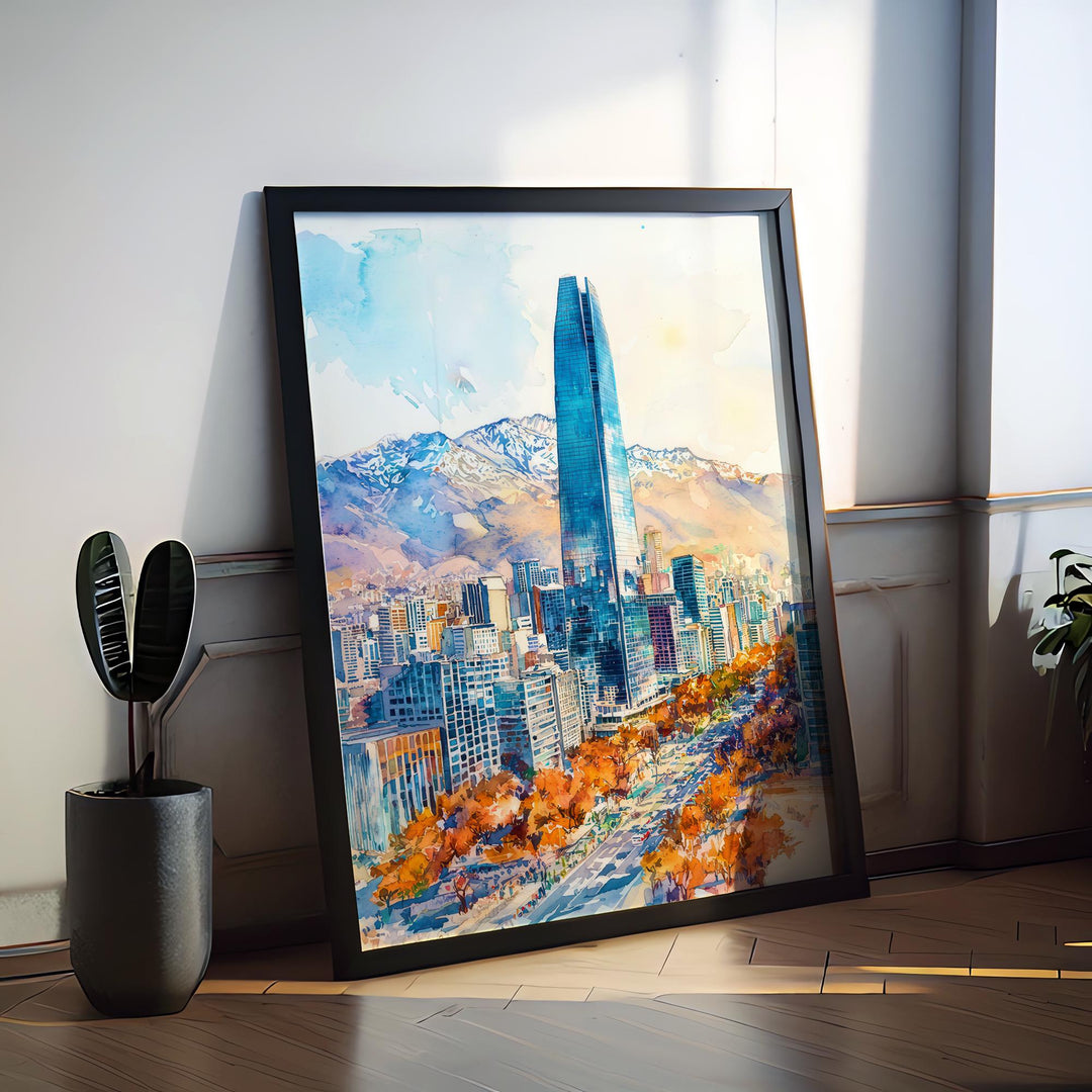 Santiago Watercolor Poster Wall Art Santiago Wall Hanging Home Décor Santiago Gift Art Lovers Chile Wall Art