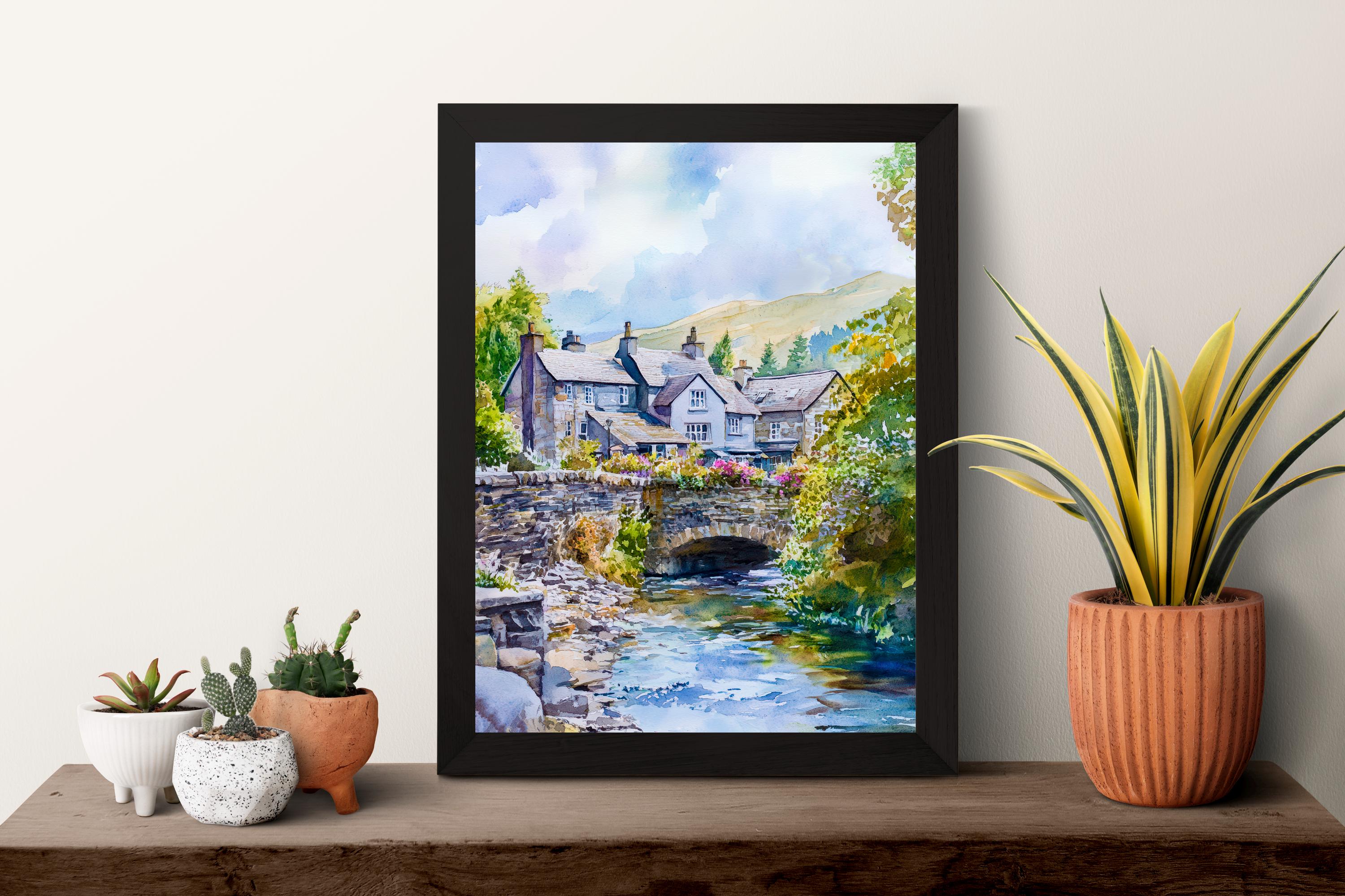 Ambleside Watercolor Poster Wall Art Ambleside Wall Decor Home Décor Ambleside Gift United Kingdom Art Lover Gift, Travel Souvenir Print