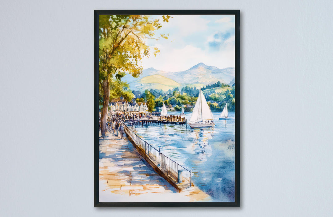 Bowness Watercolor Poster Wall Art Bowness Wall Decor Home Décor Bowness Gift United Kingdom Art Lover Gift, Travel Souvenir Print