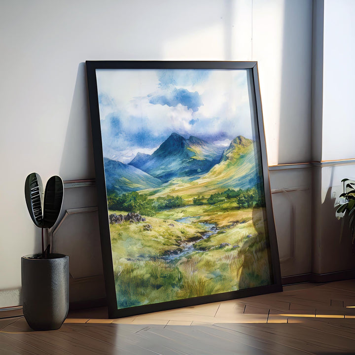 Great Langdale Watercolor Poster Wall Art Great Langdale Wall Decor Home Décor Great Langdale Gift United Kingdom Art Lover Gift