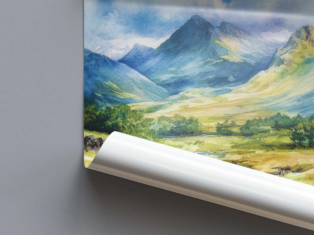 Great Langdale Watercolor Poster Wall Art Great Langdale Wall Decor Home Décor Great Langdale Gift United Kingdom Art Lover Gift