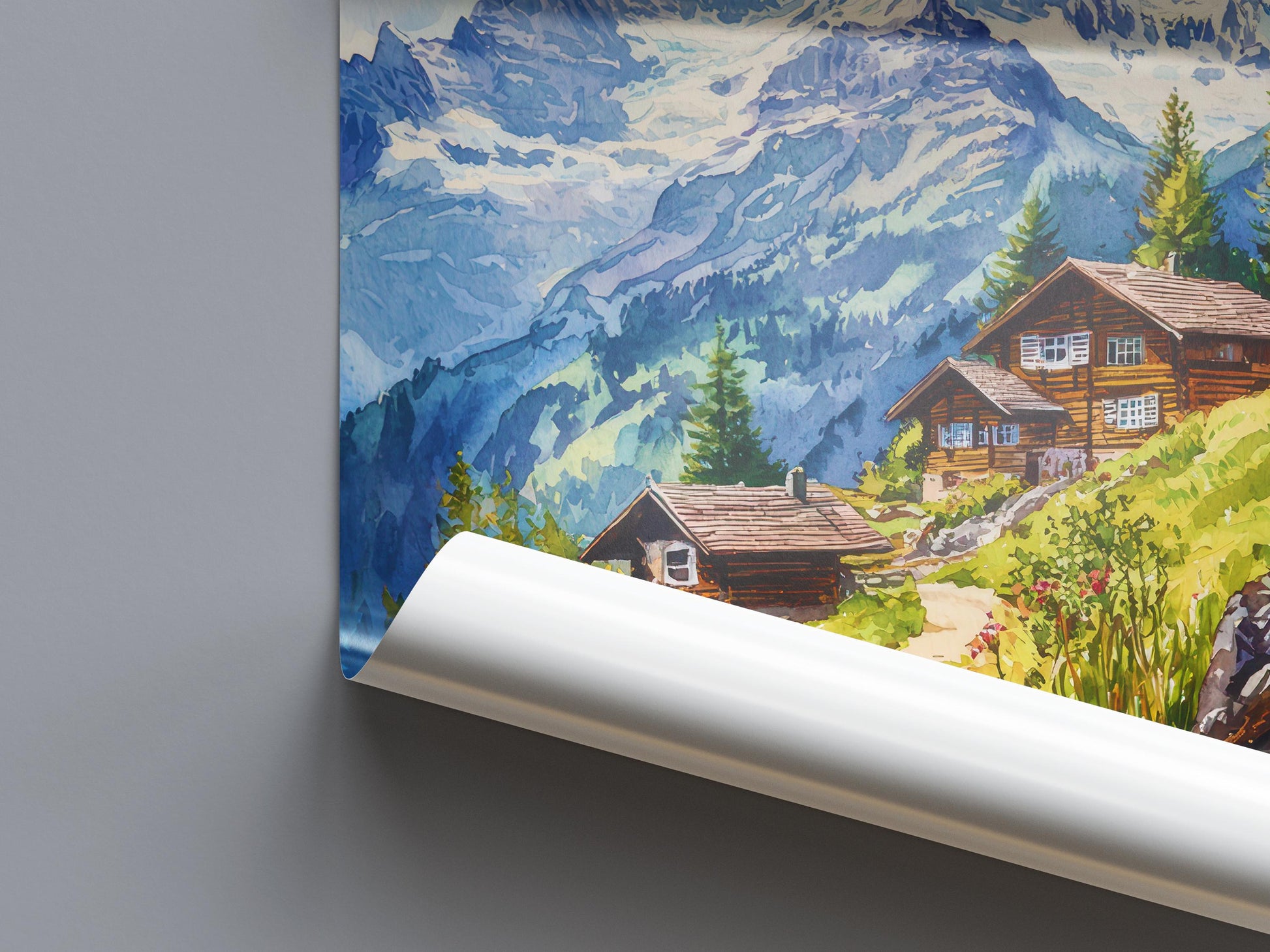 Wengen watercolor poster Wall Art Wengen Wall Hanging Home Décor Wengen Gift Art Lovers Switzerland Art Lover Gift Switzerland wall art