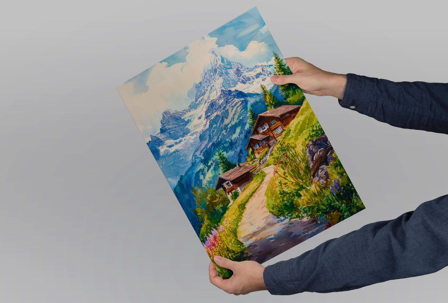 Wengen watercolor poster Wall Art Wengen Wall Hanging Home Décor Wengen Gift Art Lovers Switzerland Art Lover Gift Switzerland wall art