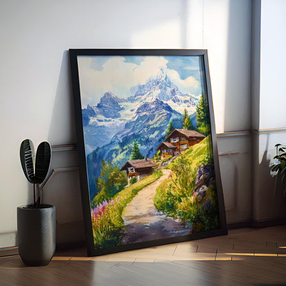Wengen watercolor poster Wall Art Wengen Wall Hanging Home Décor Wengen Gift Art Lovers Switzerland Art Lover Gift Switzerland wall art