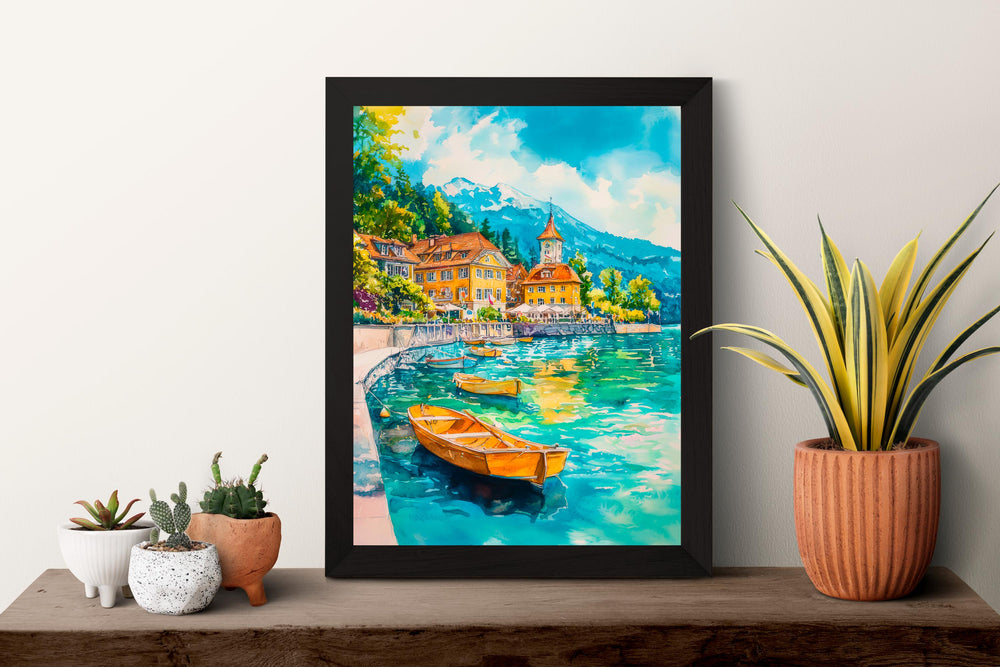 Vevey watercolor poster Wall Art Vevey Wall Hanging Home Décor Vevey Gift Art Lovers Switzerland Art Lover Gift Switzerland wall art