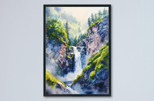 Reichenbach Falls watercolor poster Wall Art Reichenbach Falls Wall Hanging Home Décor Reichenbach Falls Gift Art Lovers Switzerland Art