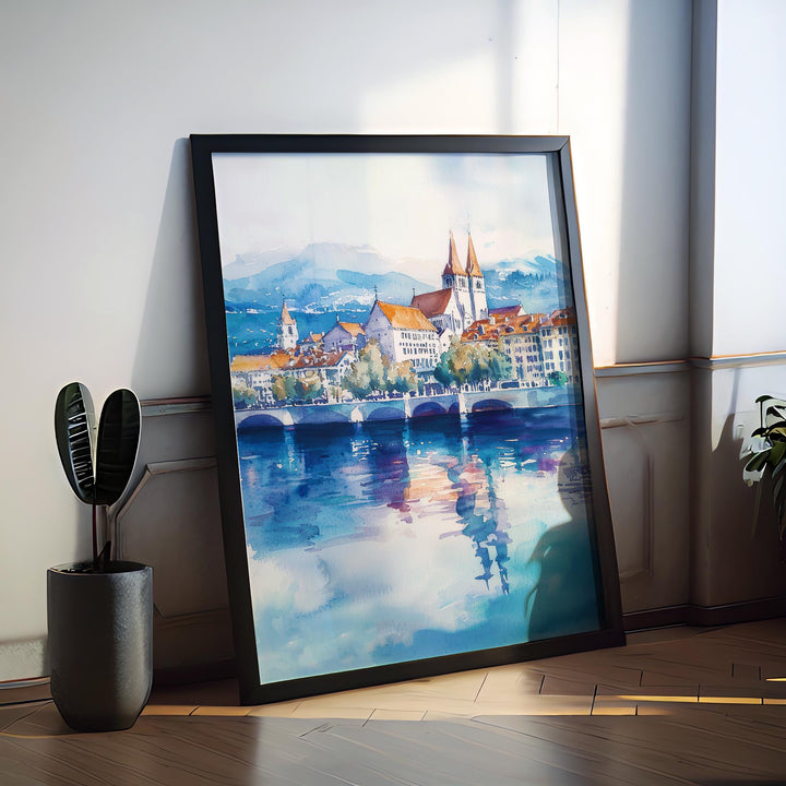 Lausanne watercolor poster Wall Art Lausanne Wall Hanging Home Décor Lausanne Gift Art Lovers Switzerland Art Lover Gift Switzerland art