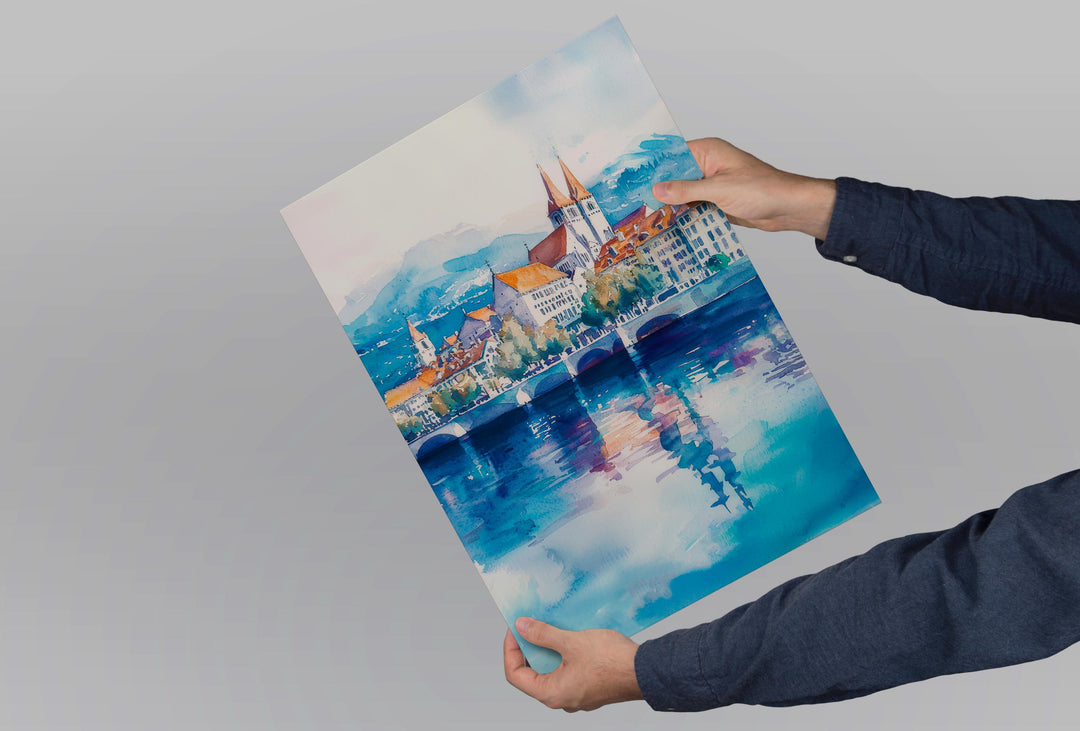 Lausanne watercolor poster Wall Art Lausanne Wall Hanging Home Décor Lausanne Gift Art Lovers Switzerland Art Lover Gift Switzerland art