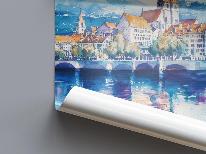 Lausanne watercolor poster Wall Art Lausanne Wall Hanging Home Décor Lausanne Gift Art Lovers Switzerland Art Lover Gift Switzerland art