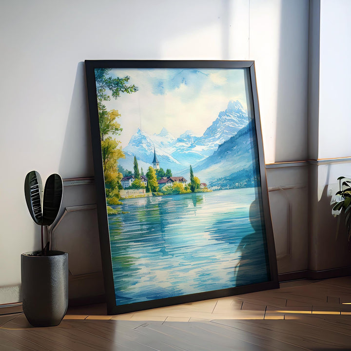 Lake Lucerne watercolor poster Wall Art Lake Lucerne Wall Hanging Home Décor Lake Lucerne Gift Art Lovers Switzerland wall art