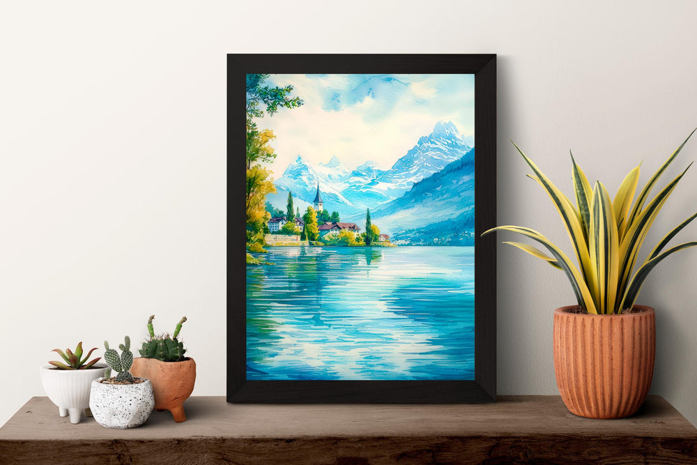Lake Lucerne watercolor poster Wall Art Lake Lucerne Wall Hanging Home Décor Lake Lucerne Gift Art Lovers Switzerland wall art