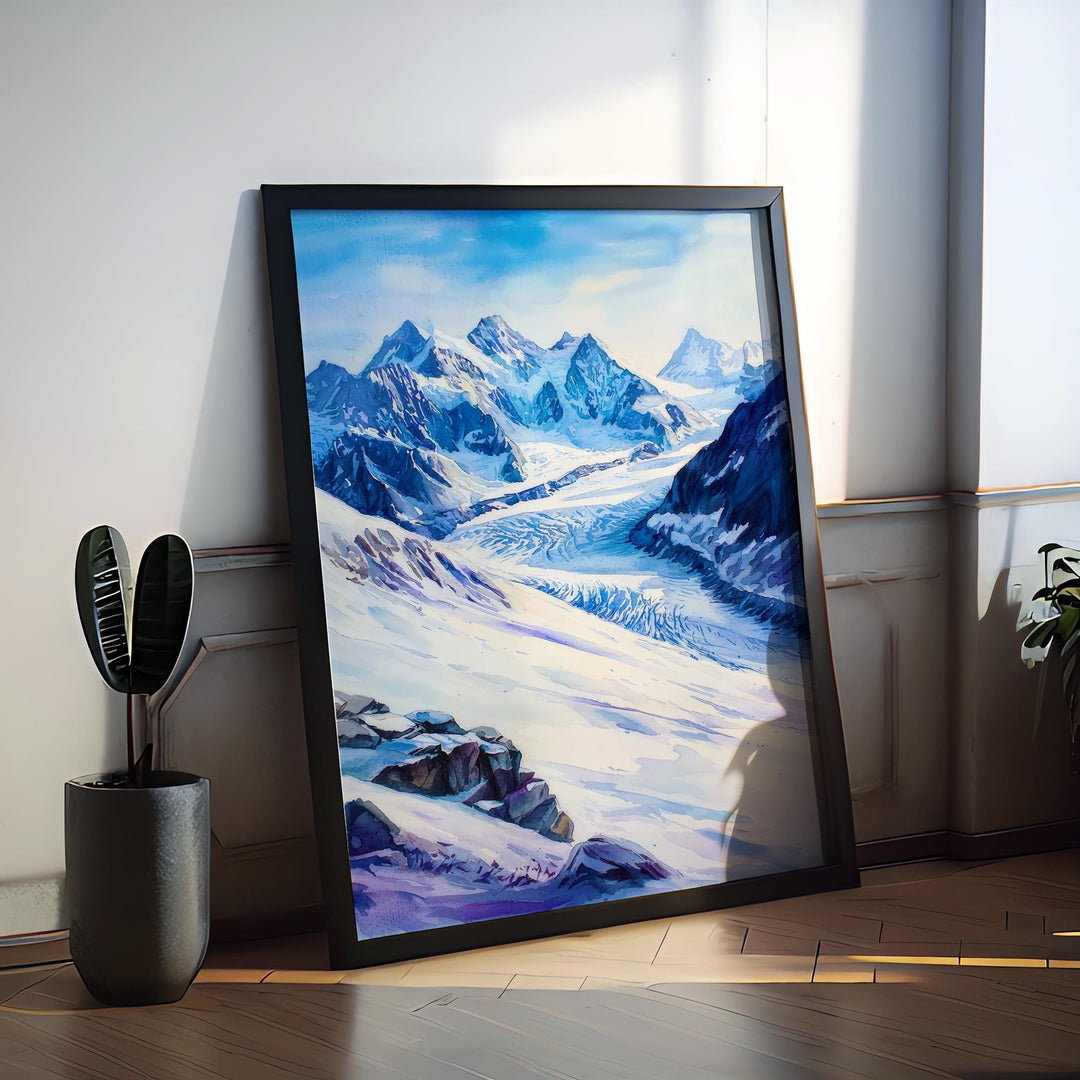 Jungfraujoch watercolor poster Wall Art Jungfraujoch Wall Hanging Home Décor Jungfraujoch Gift Art Lovers Switzerland Art Lover Gift