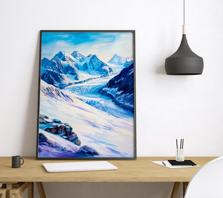 Jungfraujoch watercolor poster Wall Art Jungfraujoch Wall Hanging Home Décor Jungfraujoch Gift Art Lovers Switzerland Art Lover Gift