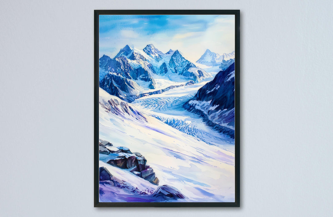 Jungfraujoch watercolor poster Wall Art Jungfraujoch Wall Hanging Home Décor Jungfraujoch Gift Art Lovers Switzerland Art Lover Gift