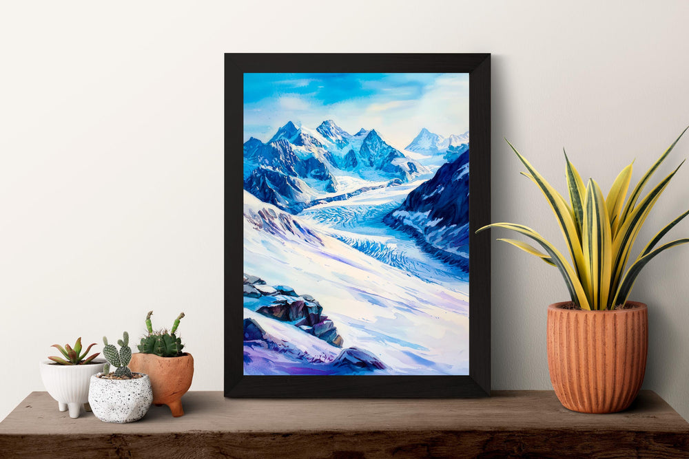 Jungfraujoch watercolor poster Wall Art Jungfraujoch Wall Hanging Home Décor Jungfraujoch Gift Art Lovers Switzerland Art Lover Gift