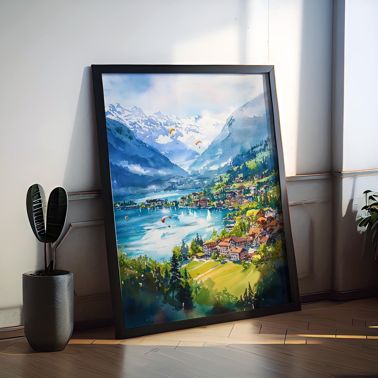 Interlaken watercolor poster Wall Art Interlaken Wall Hanging Home Décor Interlaken Gift Art Lovers Switzerland Art Lover Gift Switzerland