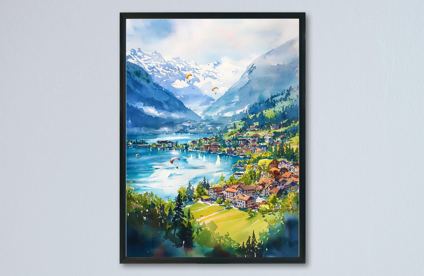 Interlaken watercolor poster Wall Art Interlaken Wall Hanging Home Décor Interlaken Gift Art Lovers Switzerland Art Lover Gift Switzerland