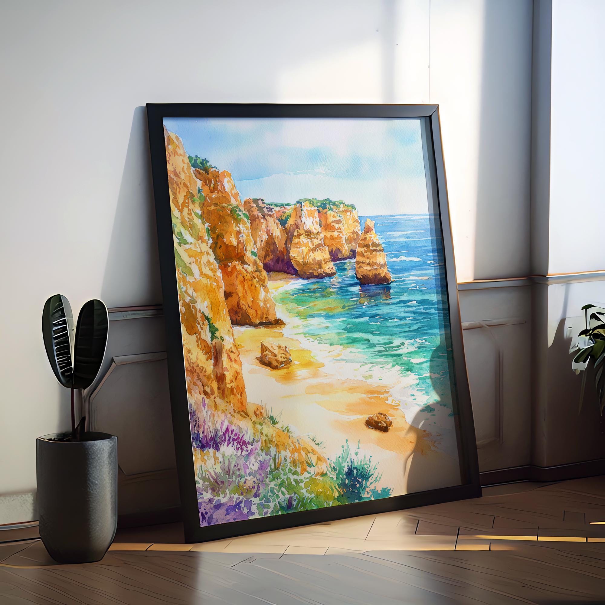 Algarve watercolor poster Wall Art Algarve Wall Hanging Home Décor Algarve Gift Art Lovers Portugal Art Lover Gift Portugal wall art