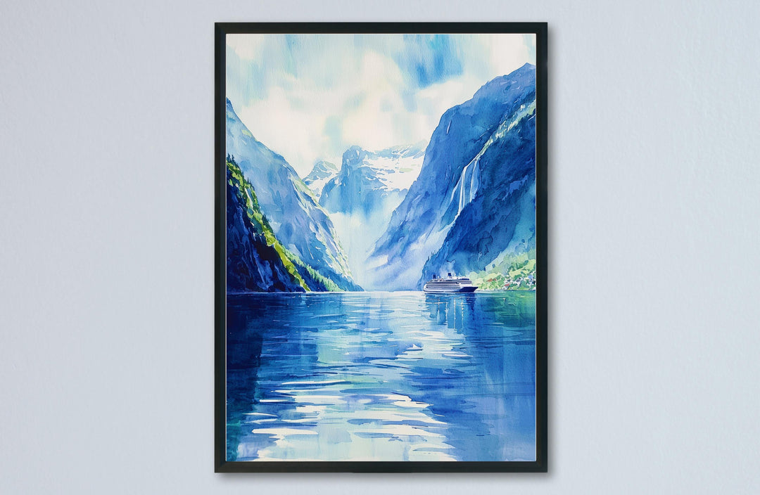 Fjords watercolor poster Wall Art Fjords Wall Hanging Home Décor Fjords Gift Art Lovers Norway Art Lover Gift Norway wall art