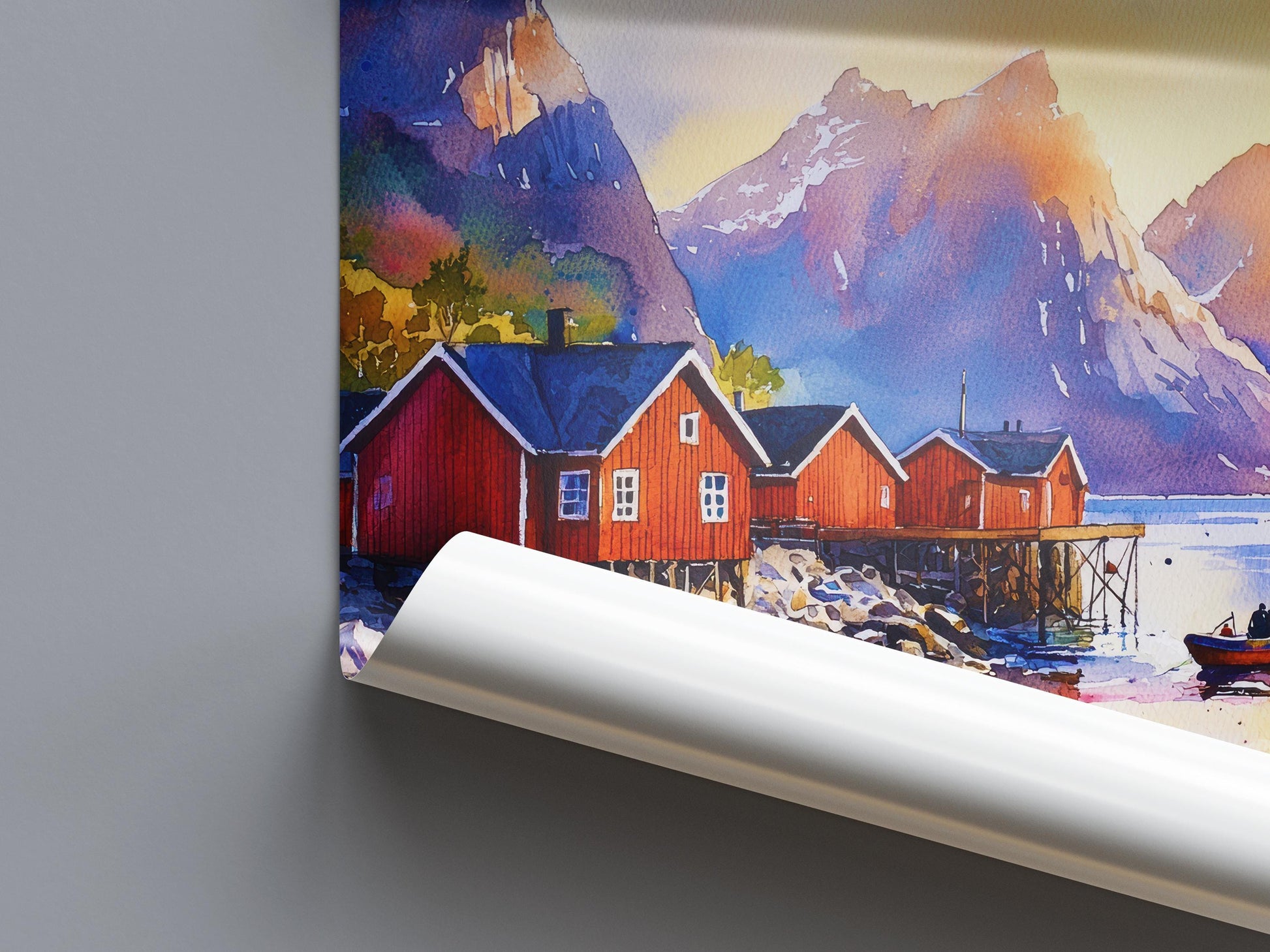 Lofoten Islands watercolor poster Wall Art Lofoten Islands Wall Hanging Home Décor Lofoten Islands Gift Art Lovers Norway Art Lover Gift