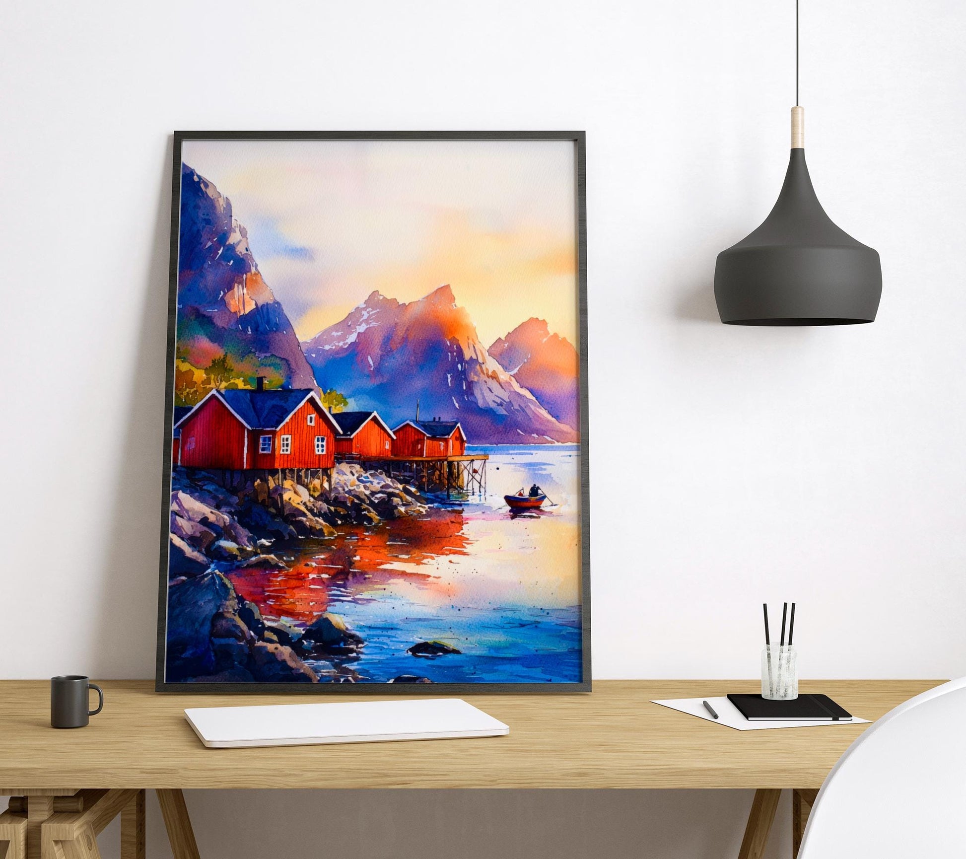 Lofoten Islands watercolor poster Wall Art Lofoten Islands Wall Hanging Home Décor Lofoten Islands Gift Art Lovers Norway Art Lover Gift