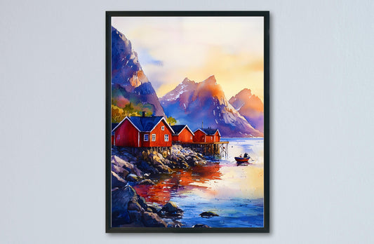 Lofoten Islands watercolor poster Wall Art Lofoten Islands Wall Hanging Home Décor Lofoten Islands Gift Art Lovers Norway Art Lover Gift