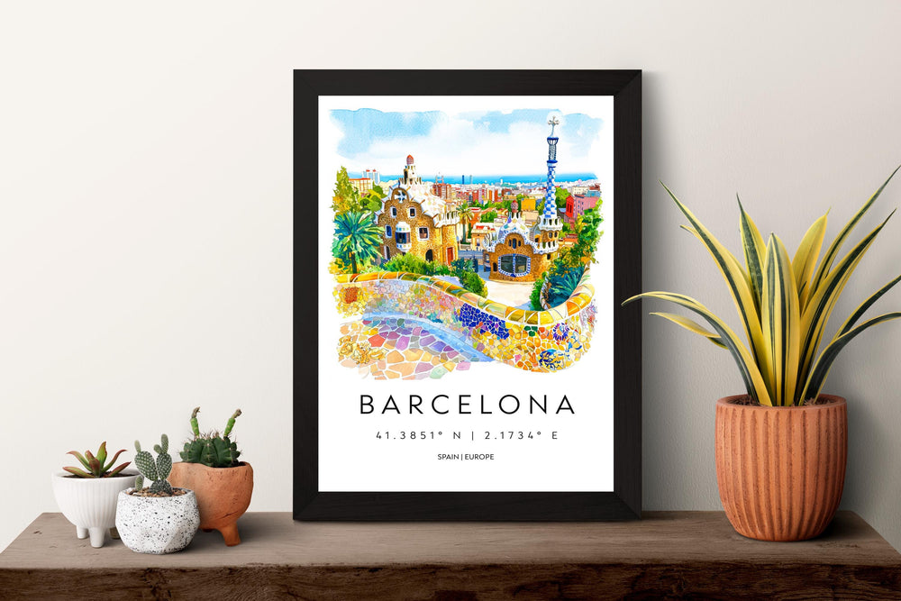 Barcelona Watercolor Poster Wall Art Barcelona Wall Hanging Home Décor Barcelona Gift Art Lovers Spain Wall Art