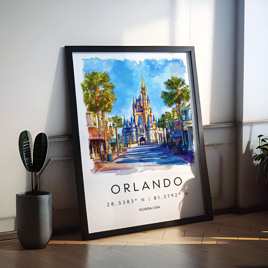 Orlando Watercolor Poster Wall Art Orlando Wall Hanging Home Décor Orlando Gift Art Lovers United States Wall Art