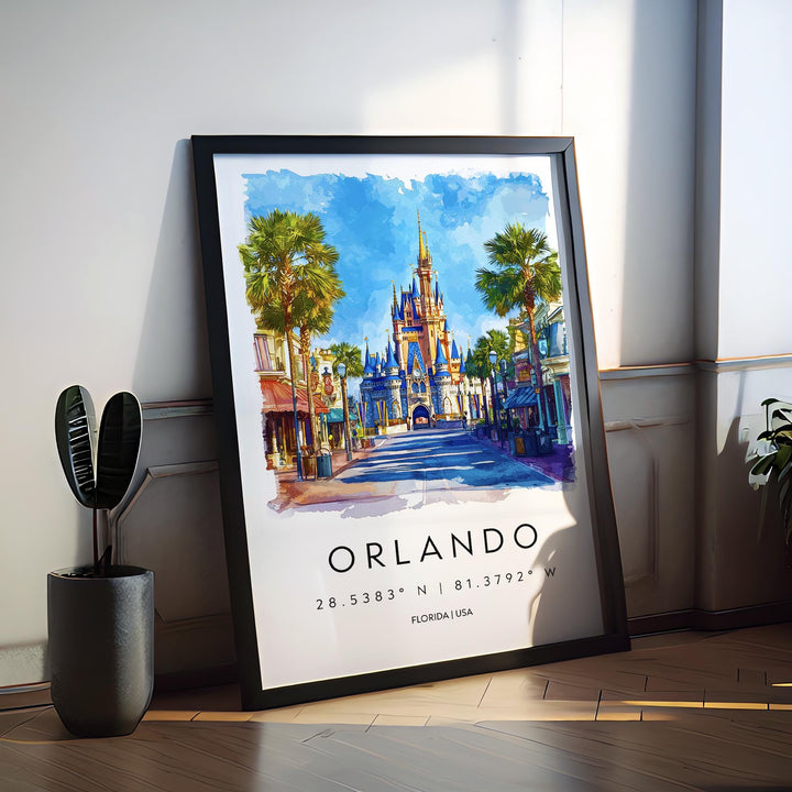 Orlando Watercolor Poster Wall Art Orlando Wall Hanging Home Décor Orlando Gift Art Lovers United States Wall Art