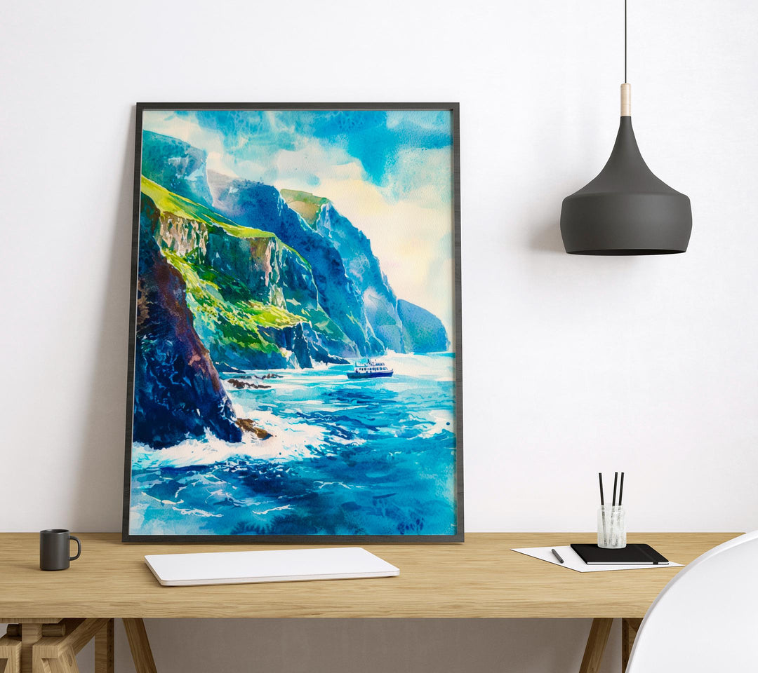 Slieve League Watercolor Poster Wall Art Slieve League Wall Hanging Home Décor Slieve League Gift Art Lovers Ireland Wall Art Slieve League
