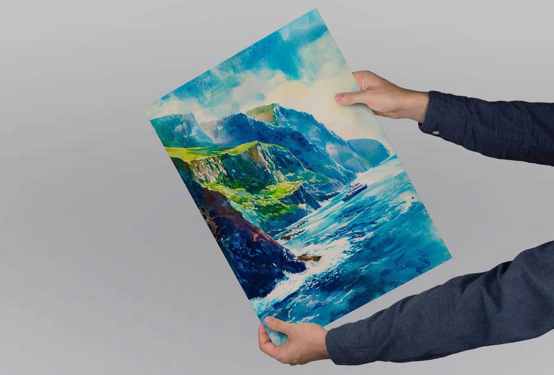 Slieve League Watercolor Poster Wall Art Slieve League Wall Hanging Home Décor Slieve League Gift Art Lovers Ireland Wall Art Slieve League