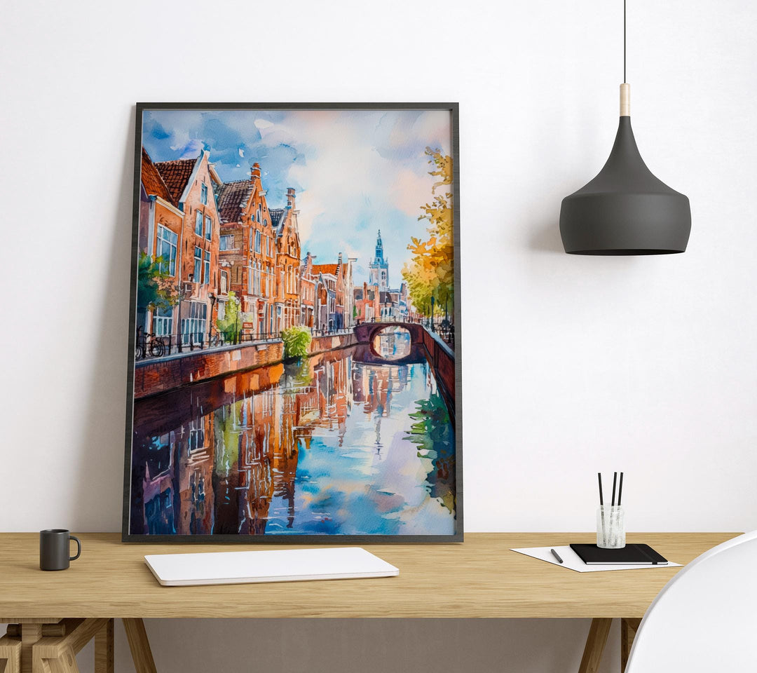 Leiden Watercolor Poster Wall Art Leiden Wall Hanging Home Décor Leiden Gift Art Lovers Netherlands Art Lover Gift