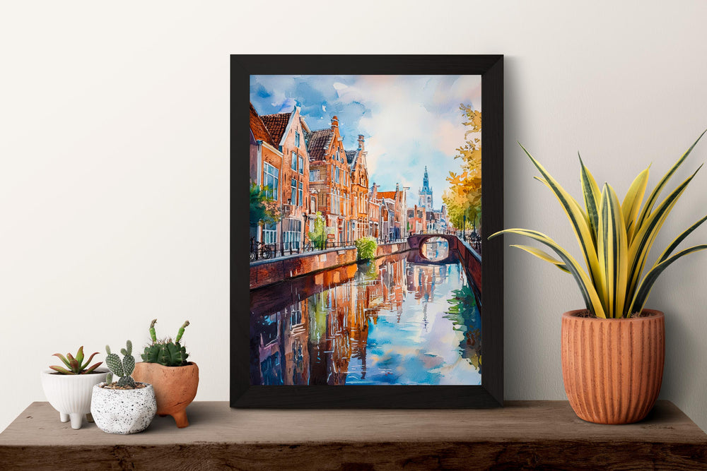 Leiden Watercolor Poster Wall Art Leiden Wall Hanging Home Décor Leiden Gift Art Lovers Netherlands Art Lover Gift