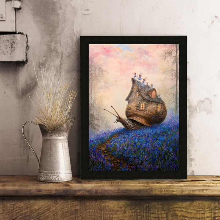 Snail Cottage Poster Whimsical Animal Artwork Cottagecore Wall Art Enchanted Nature Illustration Cozy Woodland Print Fairycore Decor