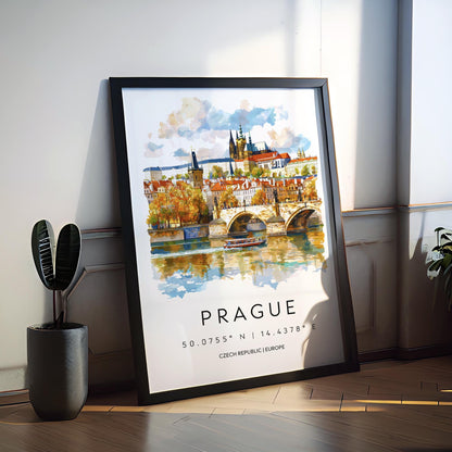 Prague Watercolor Poster Wall Art Prague Wall Hanging Home Décor Prague Gift Art Lovers Czech Republic Wall Art