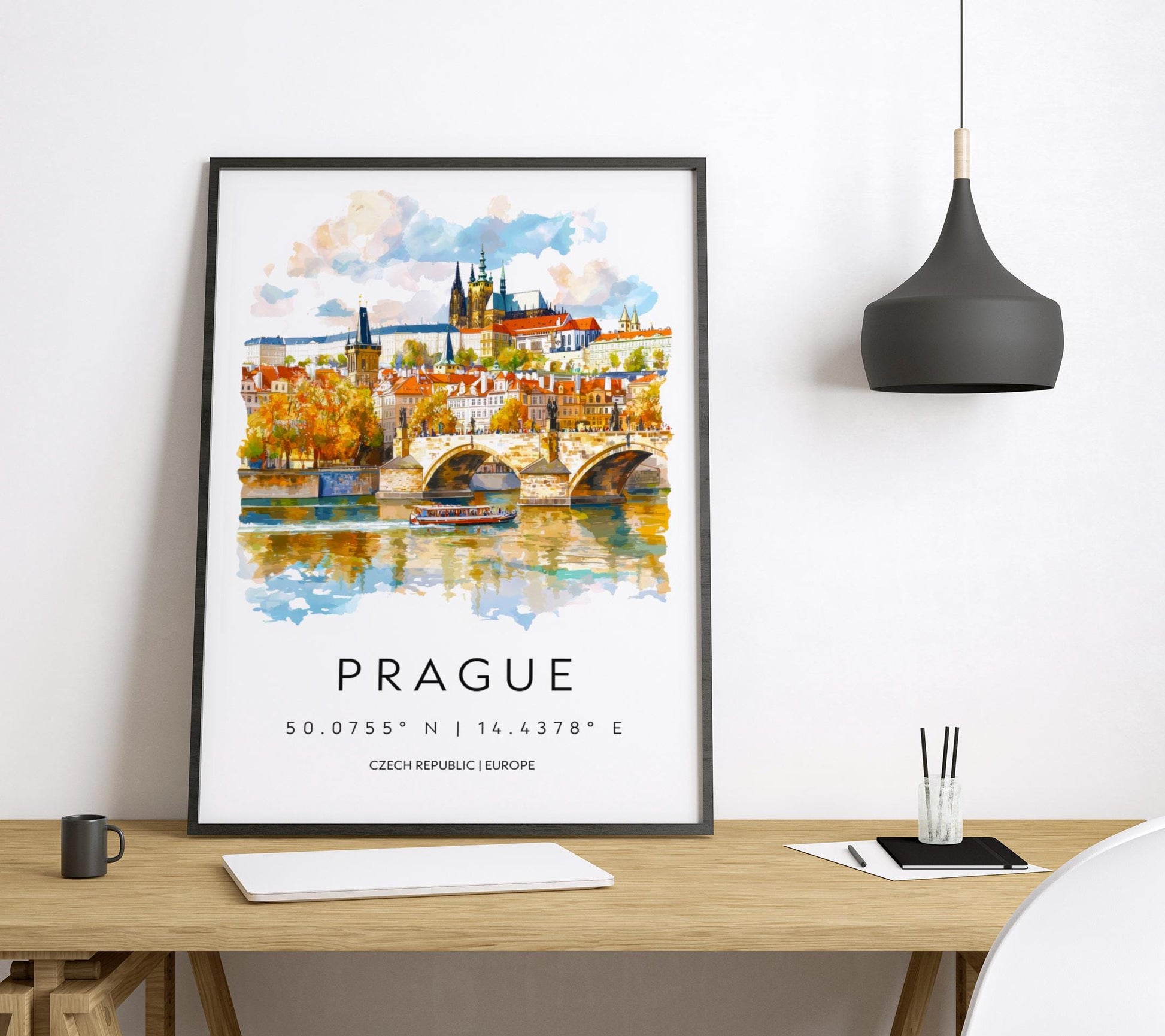 Prague Watercolor Poster Wall Art Prague Wall Hanging Home Décor Prague Gift Art Lovers Czech Republic Wall Art
