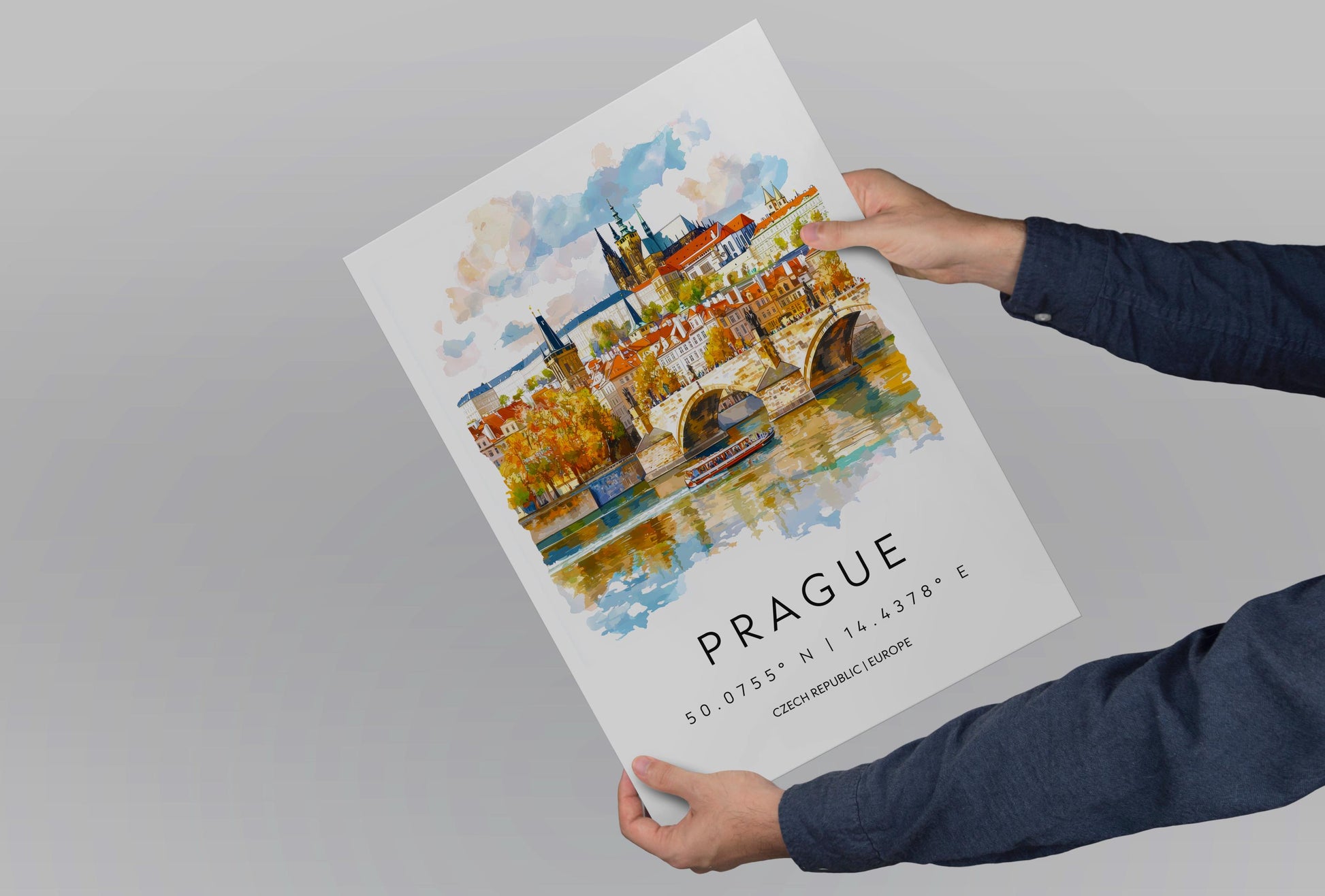 Prague Watercolor Poster Wall Art Prague Wall Hanging Home Décor Prague Gift Art Lovers Czech Republic Wall Art