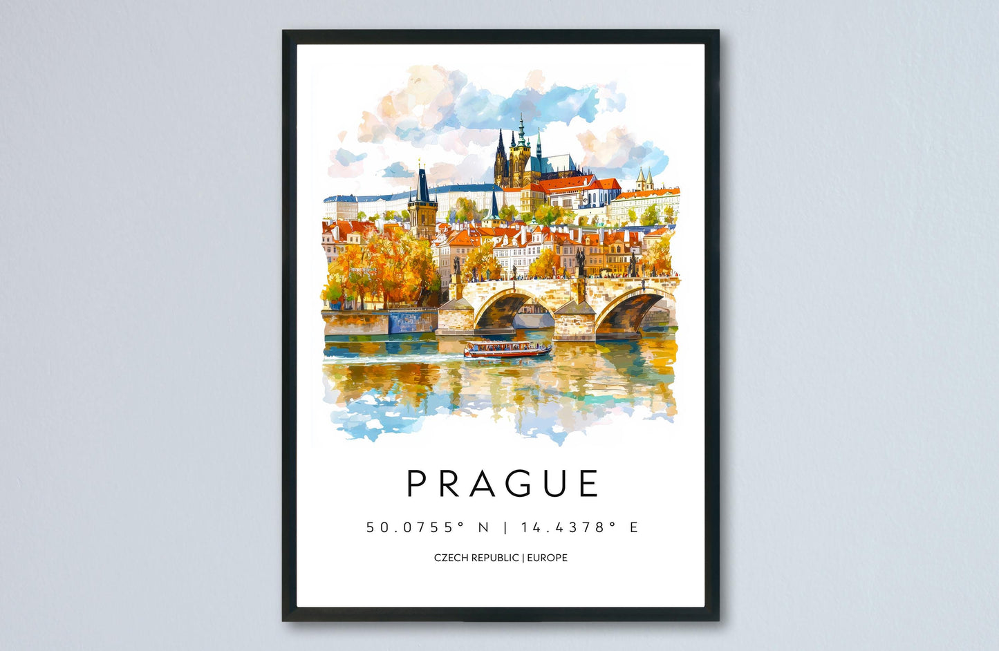 Prague Watercolor Poster Wall Art Prague Wall Hanging Home Décor Prague Gift Art Lovers Czech Republic Wall Art