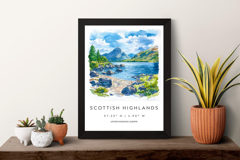Scottish Highlands Watercolor Poster Wall Art Scottish Highlands Wall Hanging Home Décor Scottish Highlands Gift Art Lovers United Kingdom