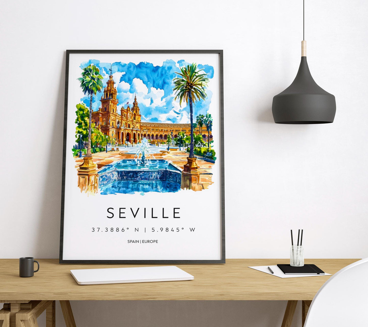 Seville Watercolor Poster Wall Art Seville Wall Hanging Home Décor Seville Gift Art Lovers Spain Wall Art