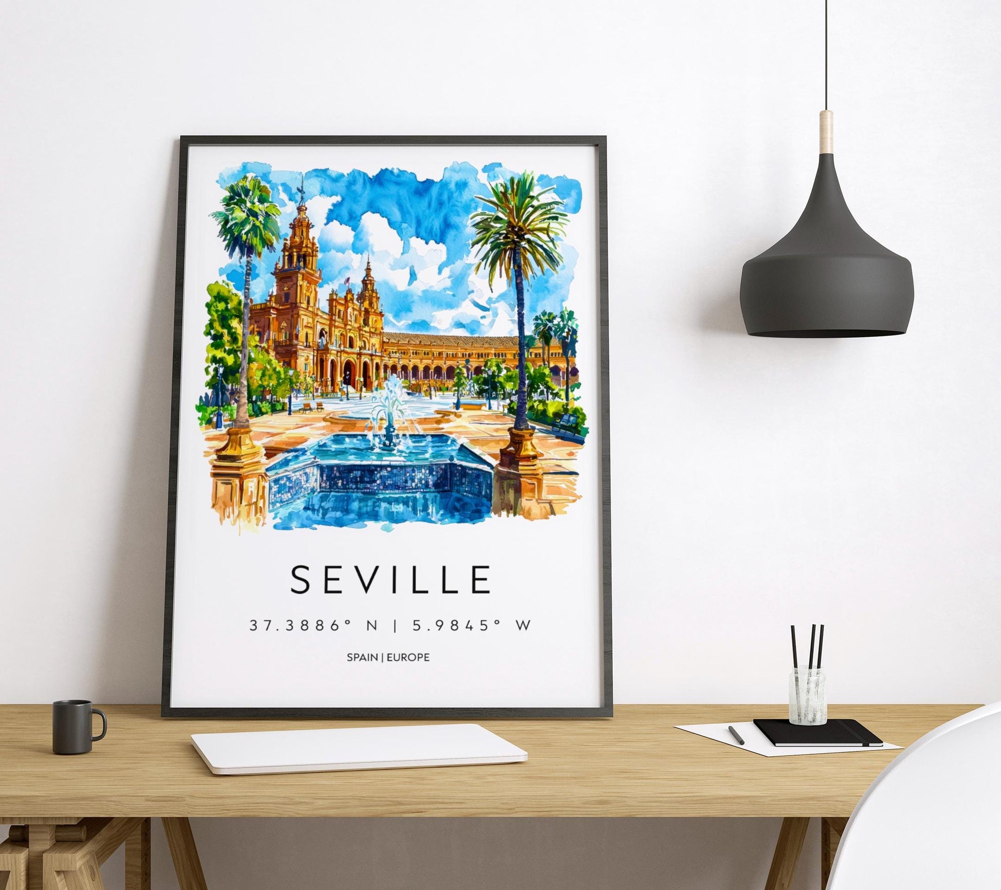 Seville Watercolor Poster Wall Art Seville Wall Hanging Home Décor Seville Gift Art Lovers Spain Wall Art