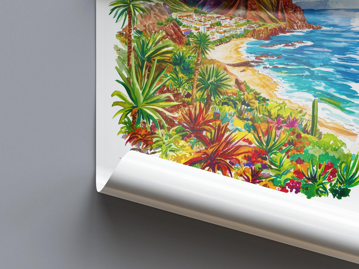 Tenerife Watercolor Poster Wall Art Tenerife Wall Hanging Home Décor Tenerife Gift Art Lovers Spain Wall Art